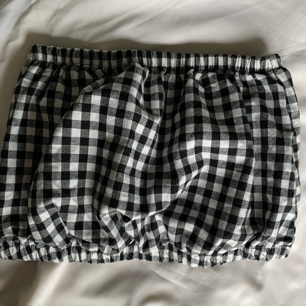 puffy gingham tube top